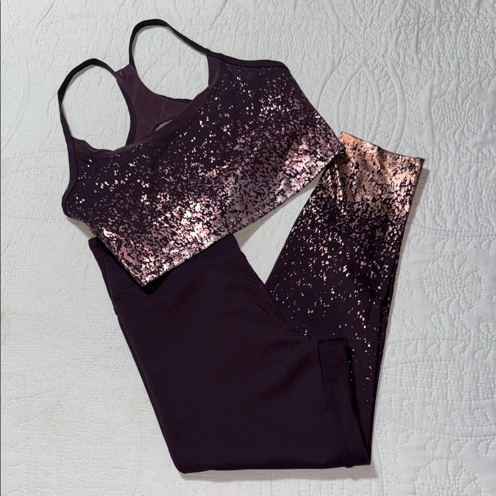 Marika Purple and Pink Sports Bra and Leggings Set